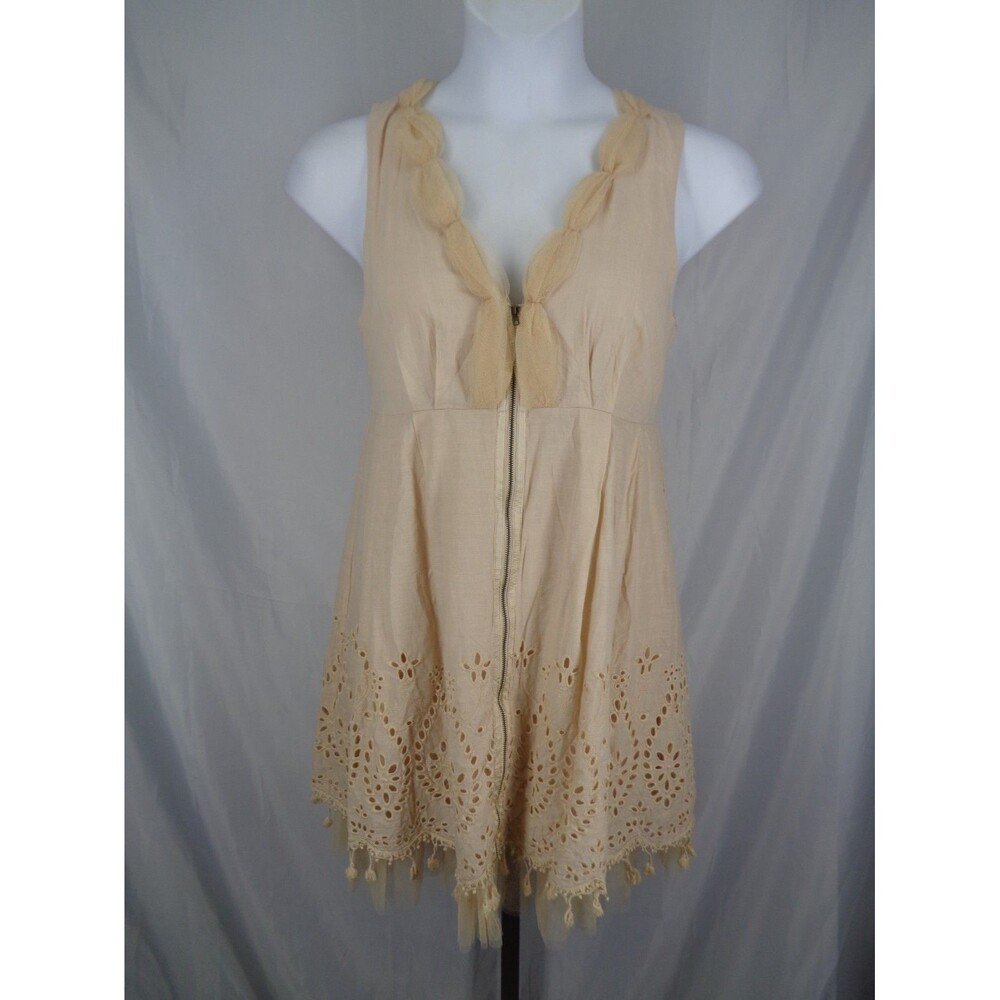 Ryu Eyelet Tulle Dress Size Medium Sleeveless Zip Boho
